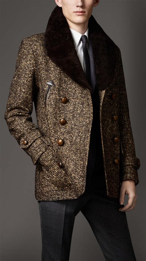 burberry fitted shearling coat|burberry shearling collar jacket.